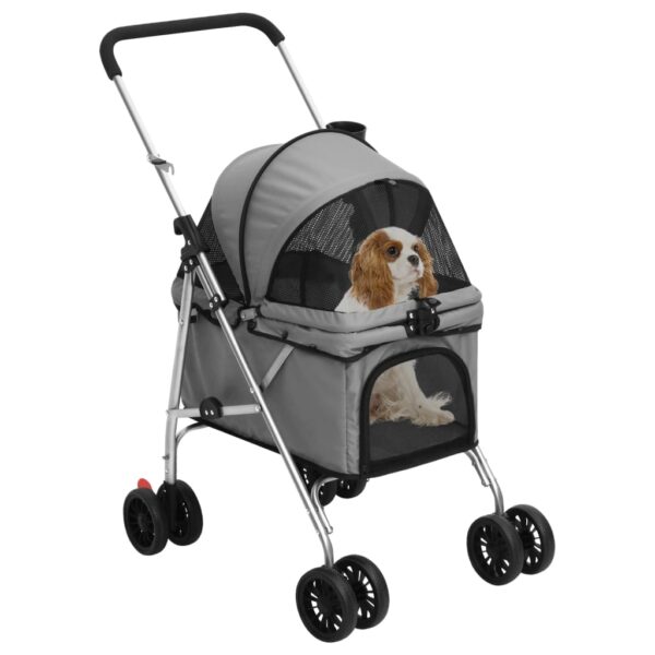 vidaXL Folding Dog Stroller Grey 76x50x100 cm Oxford Fabric - Image 2