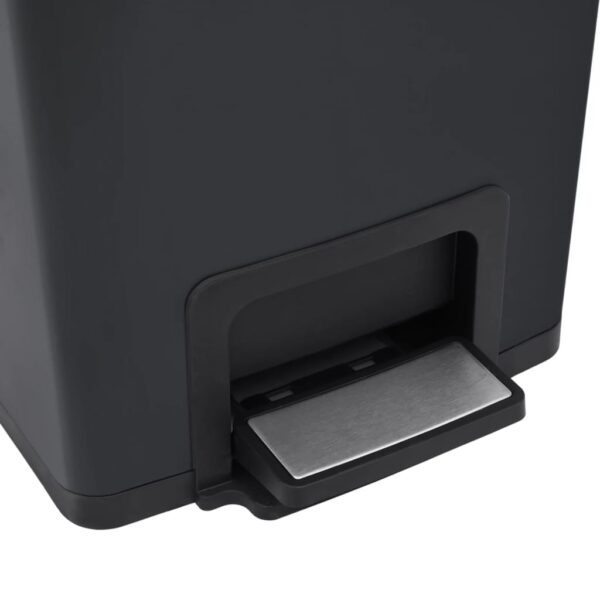 vidaXL Dustbin with Pedal Anti-fingerprint 30L Black Stainless Steel - Image 9