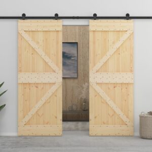 vidaXL Sliding Door with Hardware Set 90x210 cm Solid Pine Wood