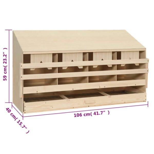 vidaXL Chicken Laying Nest 4 Compartments 106x40x59 cm Solid Pine Wood - Image 7