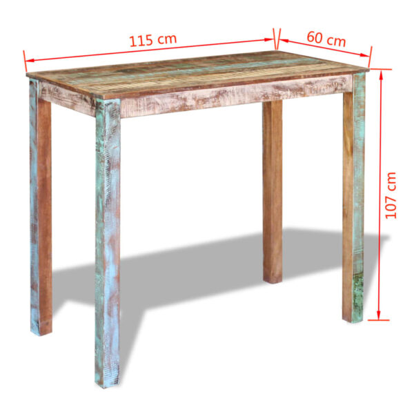 vidaXL Bar Table Solid Reclaimed Wood 115x60x107 cm - Image 8