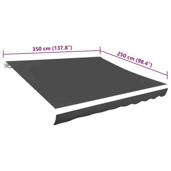 vidaXL Awning Top Sunshade Canvas Anthracite 350x250 cm - Image 5