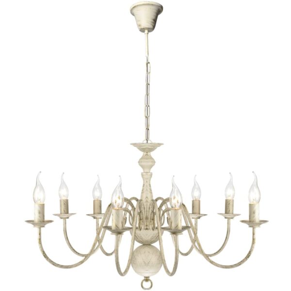 vidaXL Antique White Metal Chandelier 8 x E14 Bulbs - Image 1
