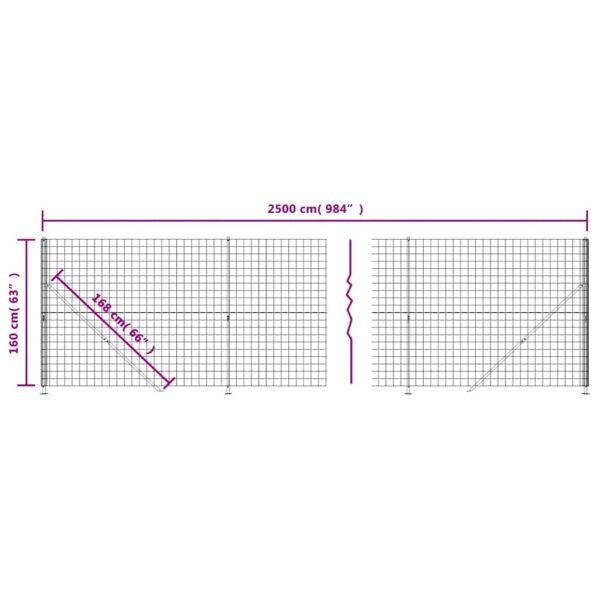 vidaXL Wire Mesh Fence with Flange Anthracite 1.6x25 m - Image 7