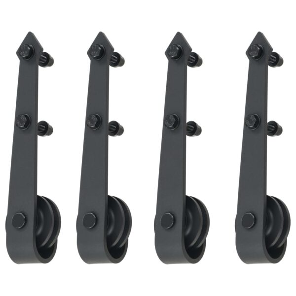 vidaXL Sliding Door Hardware Kit 2x183 cm Steel Black - Image 4