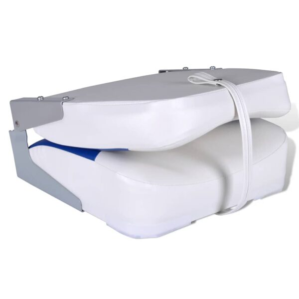 vidaXL Boat Seats 2 pcs Foldable Backrest With Blue-white Pillow 41x36x48 cm - Image 4