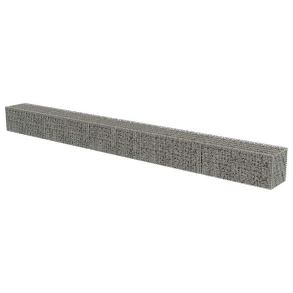 vidaXL Gabion Wall with Covers Galvanised Steel 600x50x50 cm - Image 2