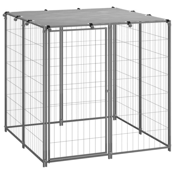vidaXL Dog Kennel Silver 110x110x110 cm Steel - Image 1