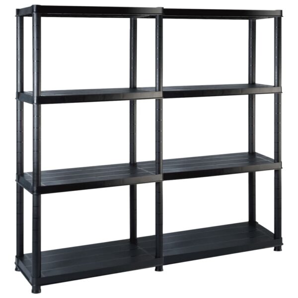 vidaXL Storage Shelf 4-Tier Black 122x30.5x130 cm Plastic - Image 1