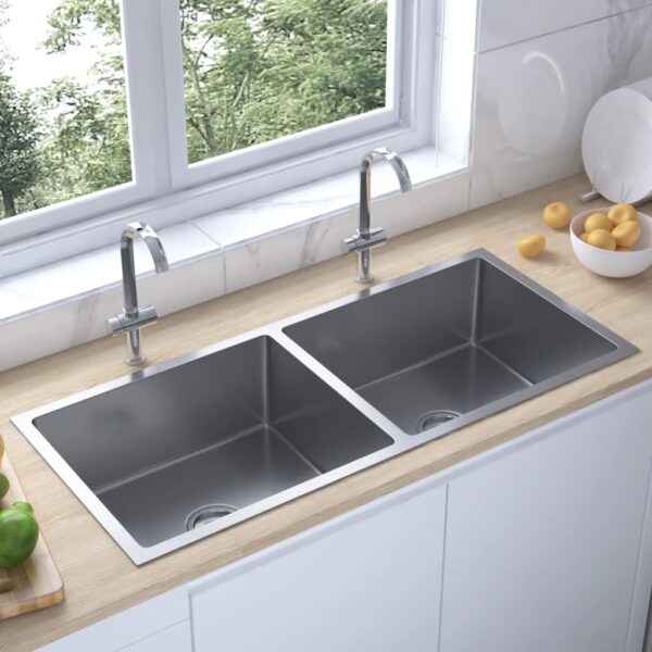 vidaXL Handmade Kitchen Sink Stainless Steel - Image 1
