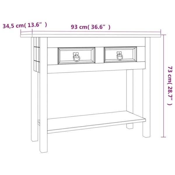 vidaXL Console Table Mexican Pine Corona Range 93x34.5x73 cm - Image 8