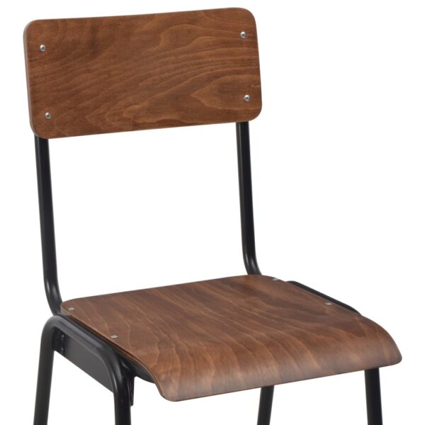 vidaXL Bar Chairs 2 pcs Brown Solid Plywood Steel - Image 6