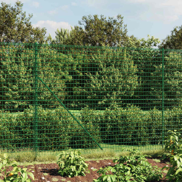 vidaXL Wire Mesh Fence with Spike Anchors Green 1.6x25 m - Image 1