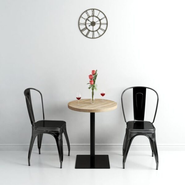 vidaXL Bistro Table MDF and Steel Round 60x75 cm Oak Colour - Image 1