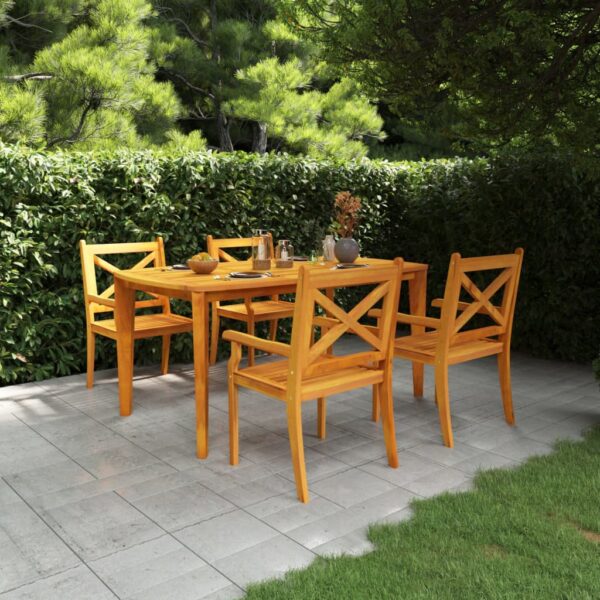 vidaXL 5 Piece Garden Dining Set Solid Wood Acacia - Image 1