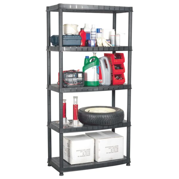 vidaXL Storage Shelf 5-Tier Black 85x40x185 cm Plastic - Image 1