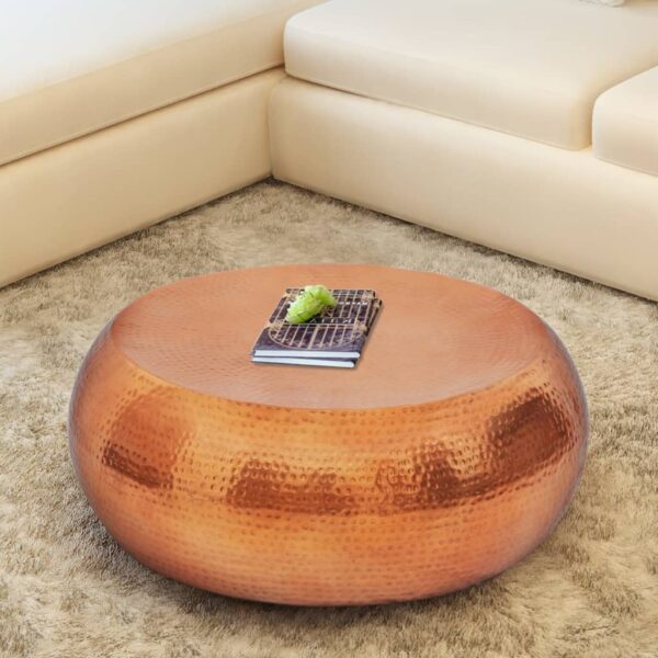 vidaXL Hammered Aluminium Coffee Table Brass/Copper Colour - Image 3