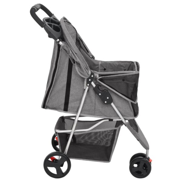 vidaXL Folding Dog Stroller Grey 80x46x98 cm Oxford Fabric - Image 5