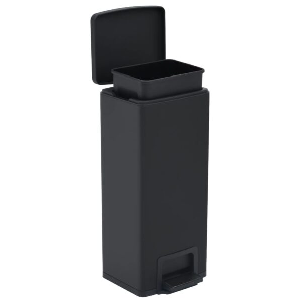 vidaXL Dustbin with Pedal Anti-fingerprint 30L Black Stainless Steel - Image 7