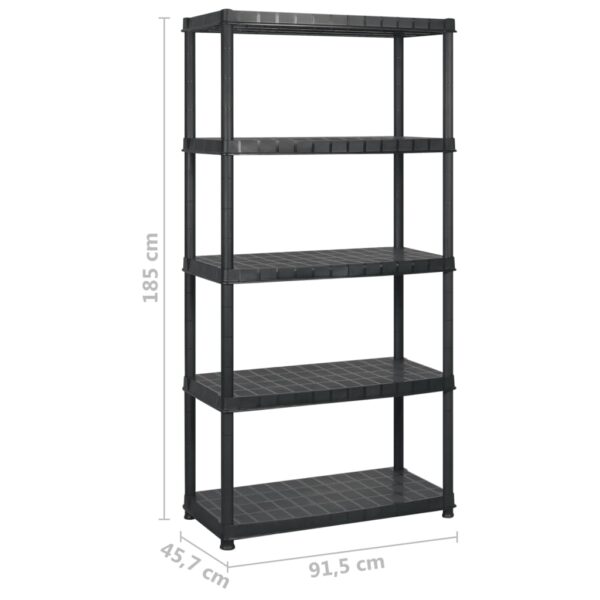 vidaXL Storage Shelf 5-Tier Black 183x45.7x185 cm Plastic - Image 5