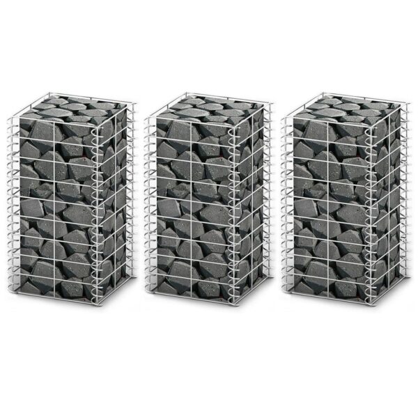 vidaXL Gabion Set 3 pcs Galvanised Wire 25x25x50 cm - Image 1