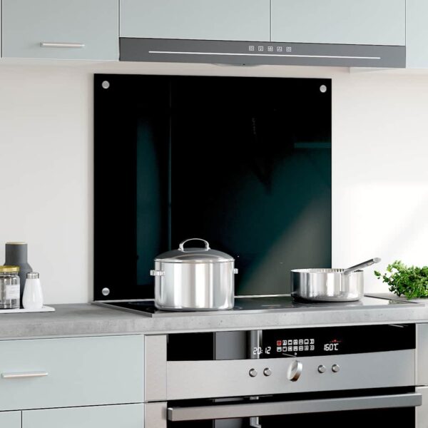 vidaXL Kitchen Backsplash Black 70x60 cm Tempered Glass - Image 3