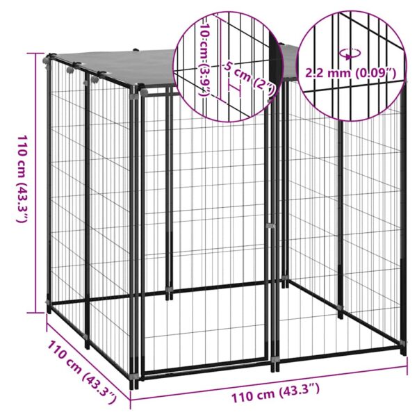 vidaXL Dog Kennel Black 110x110x110 cm Steel - Image 6