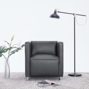 vidaXL Cube Armchair Grey Faux Leather