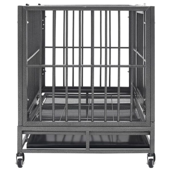 vidaXL Dog Cage with Wheels Steel 102x72x85 cm - Image 3