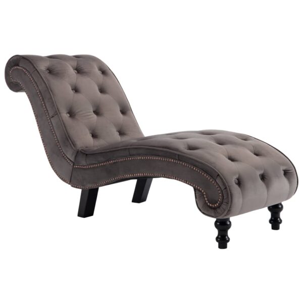 vidaXL Chaise Lounge Grey Velvet - Image 2