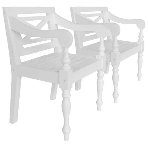vidaXL Batavia Chairs 2 pcs White Solid Mahogany Wood - Image 1