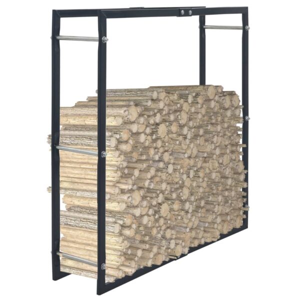 vidaXL Firewood Rack Black 100x25x100 cm Steel - Image 1