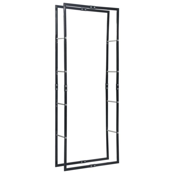 vidaXL Firewood Rack Black 80x25x200 cm Steel - Image 2