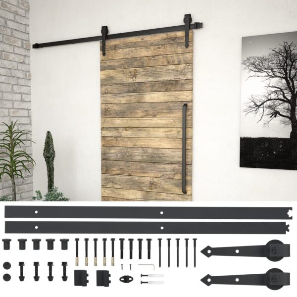 vidaXL Sliding Door Hardware Kit 183 cm Steel Black - Image 1