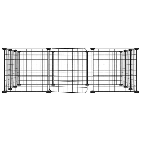 vidaXL 12-Panel Pet Cage with Door Black 35x35 cm Steel - Image 3