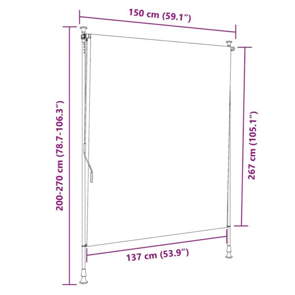 vidaXL Outdoor Roller Blind 150x270 cm Anthracite - Image 7
