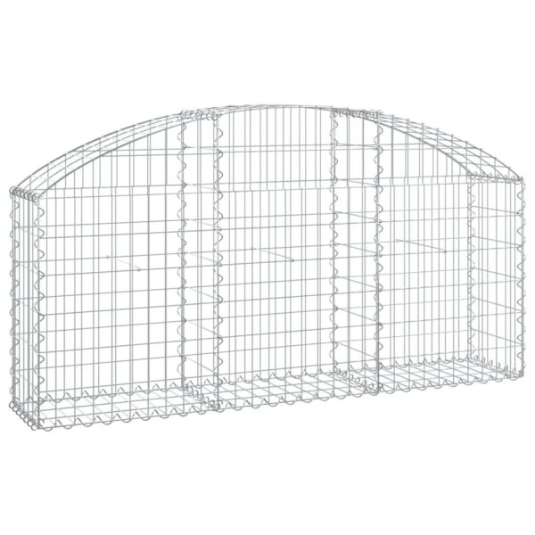 vidaXL Arched Gabion Basket 150x30x60/80 cm Galvanised Iron - Image 2