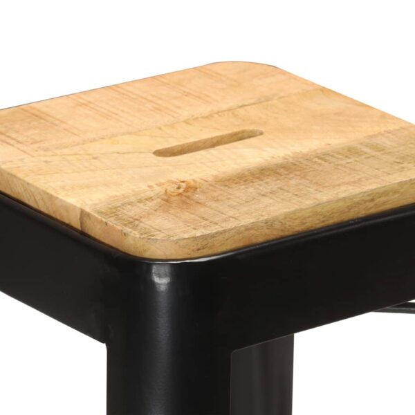vidaXL Bar Stools 4 pcs Black Solid Mango Wood - Image 4