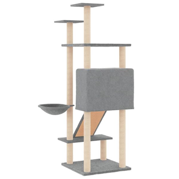 vidaXL Cat Tree with Sisal Scratching Posts Light Grey 153 cm - Image 5