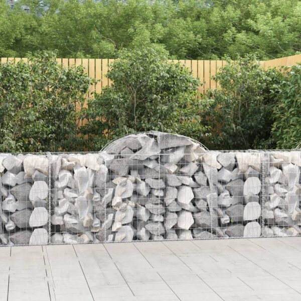 vidaXL Arched Gabion Basket 200x50x80/100 cm Galvanised Iron - Image 1
