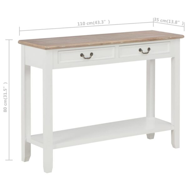 vidaXL Console Table White 110x35x80 cm Wood - Image 9