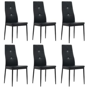 vidaXL Dining Chairs 6 pcs Black Faux Leather