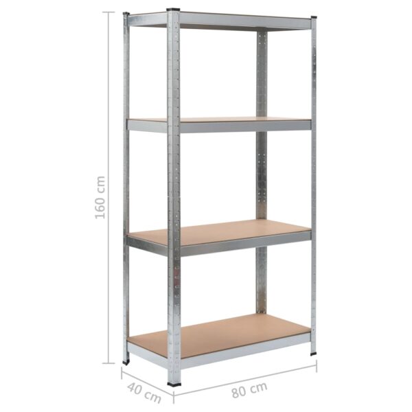 vidaXL 4-Layer Shelves 2 pcs Silver Steel&Engineered Wood - Image 11