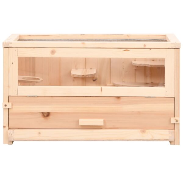 vidaXL Hamster Cage 60x30x35 cm Solid Wood Fir - Image 4