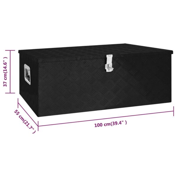 vidaXL Storage Box Black 100x55x37 cm Aluminium - Image 8