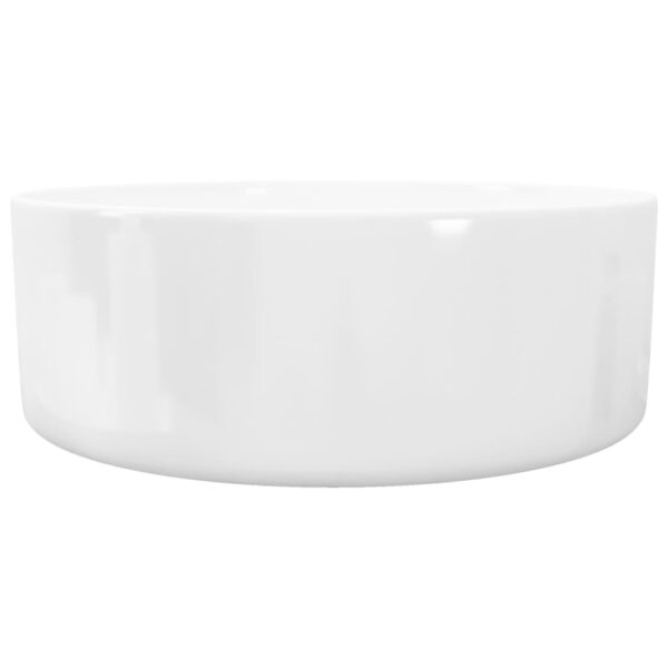 vidaXL Basin Round Ceramic White 40x15 cm - Image 5