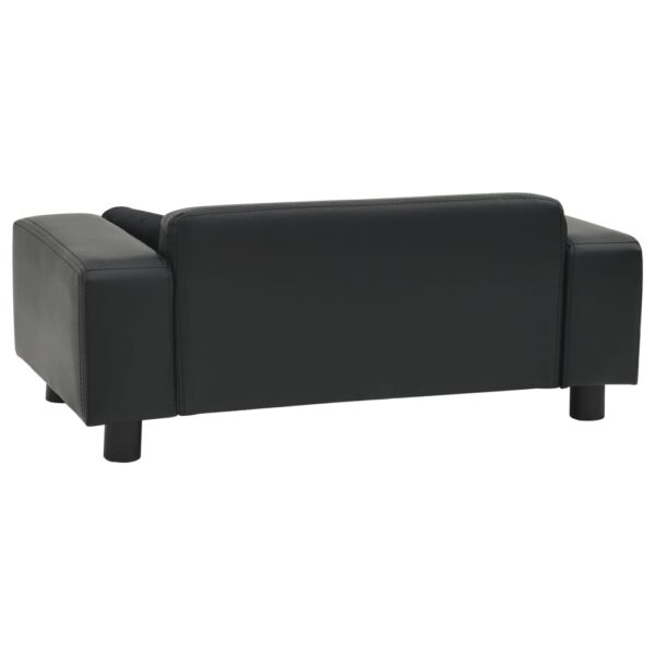 vidaXL Dog Sofa Black 81x43x31 cm Plush and Faux Leather - Image 4