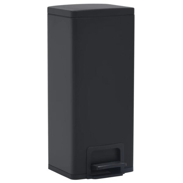vidaXL Dustbin with Pedal Anti-fingerprint 30L Black Stainless Steel - Image 2