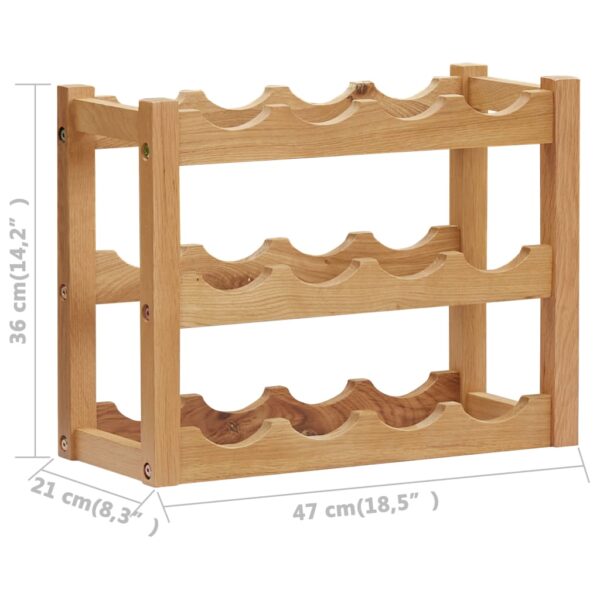 vidaXL Wine Rack for 12 Bottles 47x21x36 cm Solid Oak Wood - Image 5