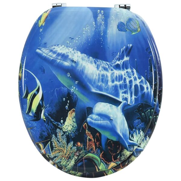 vidaXL WC Toilet Seat MDF Lid Dolphins - Image 3